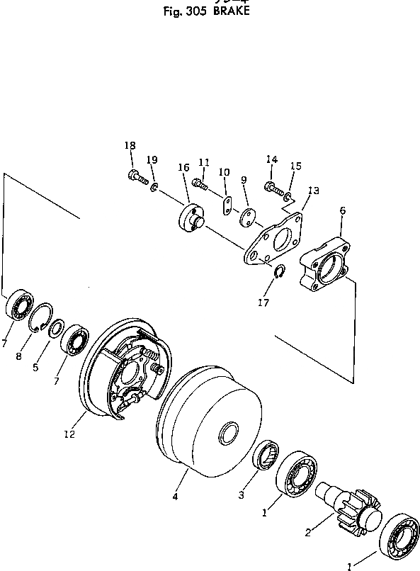 Схема запчастей Komatsu JV40CW-1 - ТОРМОЗ. РОЛИК И КОНЕЧНАЯ ПЕРЕДАЧА