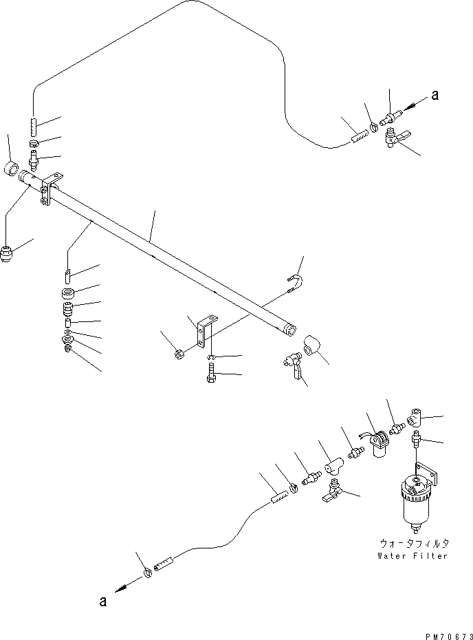 Схема запчастей Komatsu JV40CW-3 - РАЗБРЫЗГИВАНИЕ ВОДЫ ТРУБЫ (/) (ВОДН. ФИЛЬТР - ПЕРЕДН. ФОРСУНКА)(№97-) УПРАВЛ-Е РАБОЧИМ ОБОРУДОВАНИЕМ