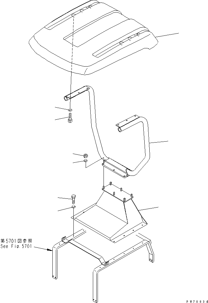 Схема запчастей Komatsu JV40CW-5 - НАВЕС ЧАСТИ КОРПУСА