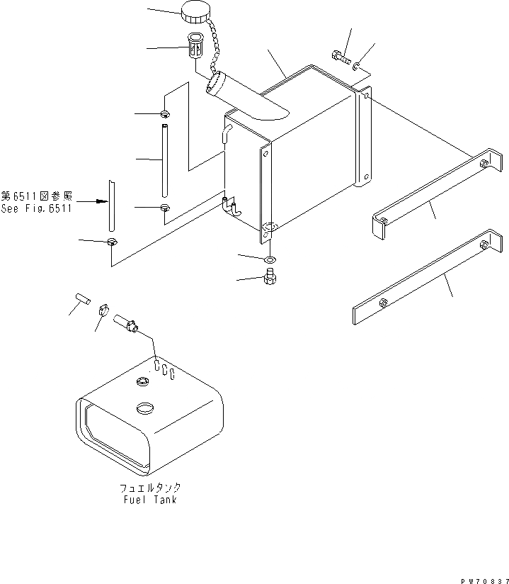 Схема запчастей Komatsu JV40CW-5 - МАСЛ. SPRAY ВТОРИЧН. БАК УПРАВЛ-Е РАБОЧИМ ОБОРУДОВАНИЕМ