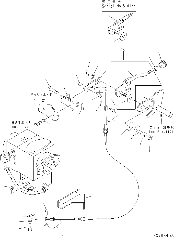 Схема запчастей Komatsu JV40DW-3 - ВЫС. И НИЗ. SPEED РЫЧАГ УПРАВЛ-Я СИСТЕМА УПРАВЛЕНИЯ
