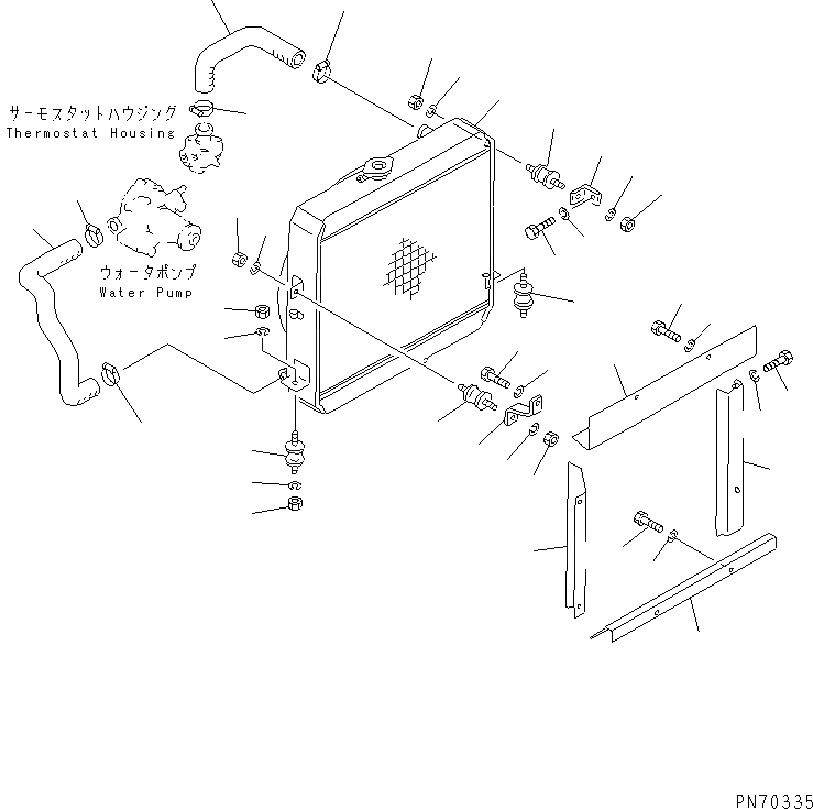 Схема запчастей Komatsu JV40DW-3 - РАДИАТОР И ЭЛЕМЕНТЫ КРЕПЛЕНИЯ КОМПОНЕНТЫ ДВИГАТЕЛЯ И ЭЛЕКТРИКА