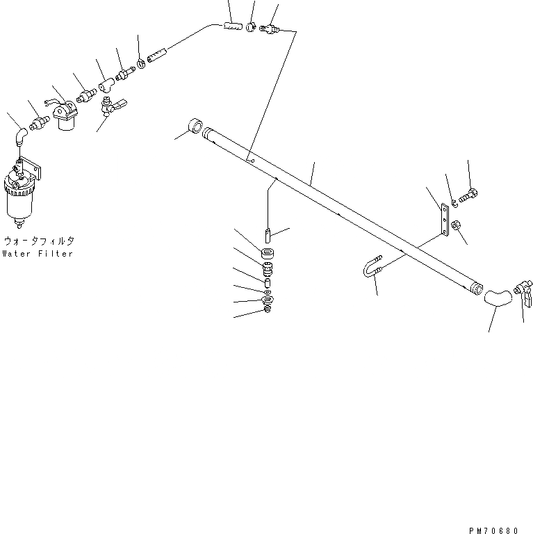 Схема запчастей Komatsu JV40DW-3 - РАЗБРЫЗГИВАНИЕ ВОДЫ ТРУБЫ (/) (ВОДН. ФИЛЬТР - ЗАДН. ФОРСУНКА)(№-) УПРАВЛ-Е РАБОЧИМ ОБОРУДОВАНИЕМ