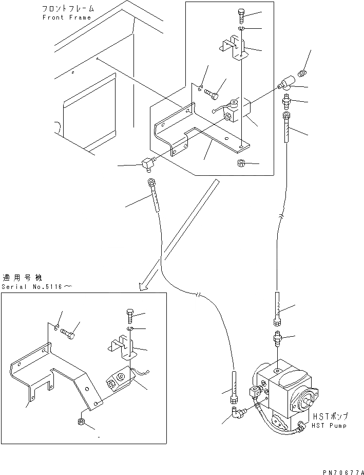 Схема запчастей Komatsu JV40DW-3 - HST ТРУБЫ (BYPASS КЛАПАН ЛИНИЯ) УПРАВЛ-Е РАБОЧИМ ОБОРУДОВАНИЕМ