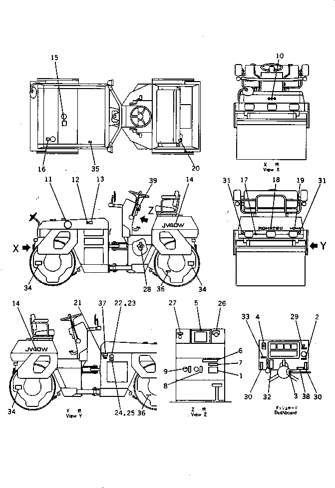 Схема запчастей Komatsu JV40W-2 - МАРКИРОВКА(№-) МАРКИРОВКА И ИНСТРУМЕНТ
