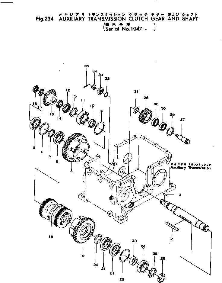 Схема запчастей Komatsu JV45-1 - ВСПОМОГ. ТРАНСМИССИЯ МУФТА GERA И ВАЛ МУФТА И ТРАНСМИССИЯ
