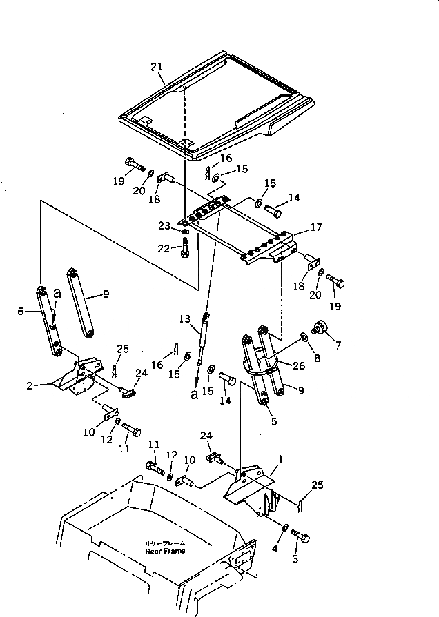 Схема запчастей Komatsu JV80DW-1 - НАВЕС(№-) РАМА И КУЗОВ