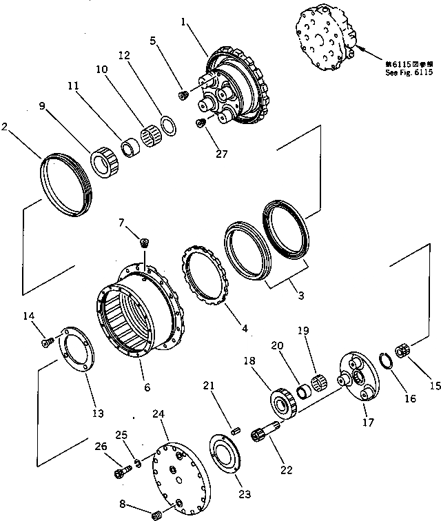 Схема запчастей Komatsu JV80DW-1 - ГИДРАВЛ МОТОР (ДЛЯ ХОДА) (/) ГИДРАВЛИКА