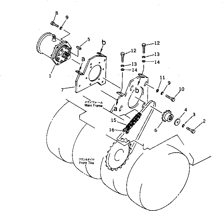 Схема запчастей Komatsu JW30-1 - МАСЛ. МОТОР КРЕПЛЕНИЕ ШИНЫ И ТОРМОЗ.