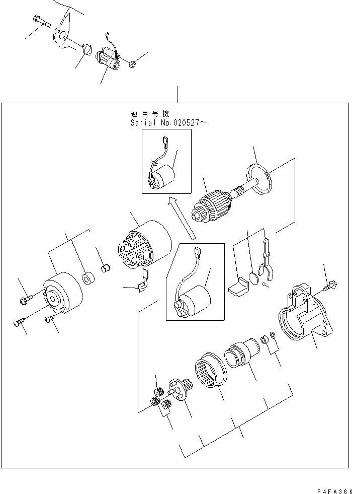 Схема запчастей Komatsu K21-1X3-TO - СТАРТЕР (ECU СПЕЦ-Я.) ДВИГАТЕЛЬ
