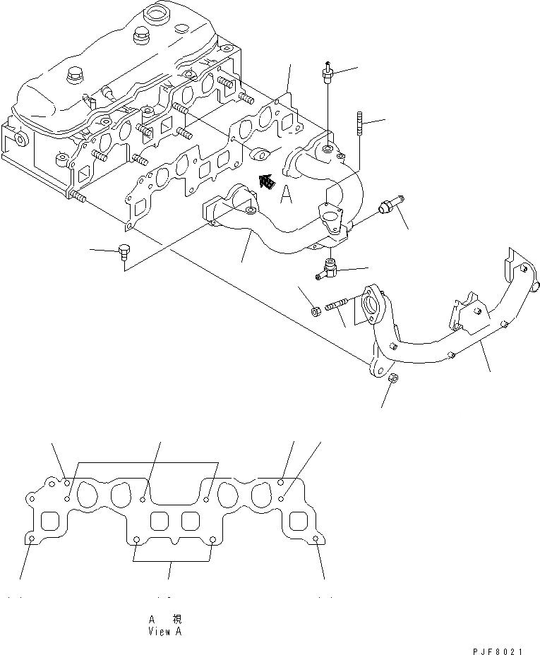 Схема запчастей Komatsu K25-1BG-WM - КОЛЛЕКТОР (GAS¤ ДВОЙН.) ДВИГАТЕЛЬ