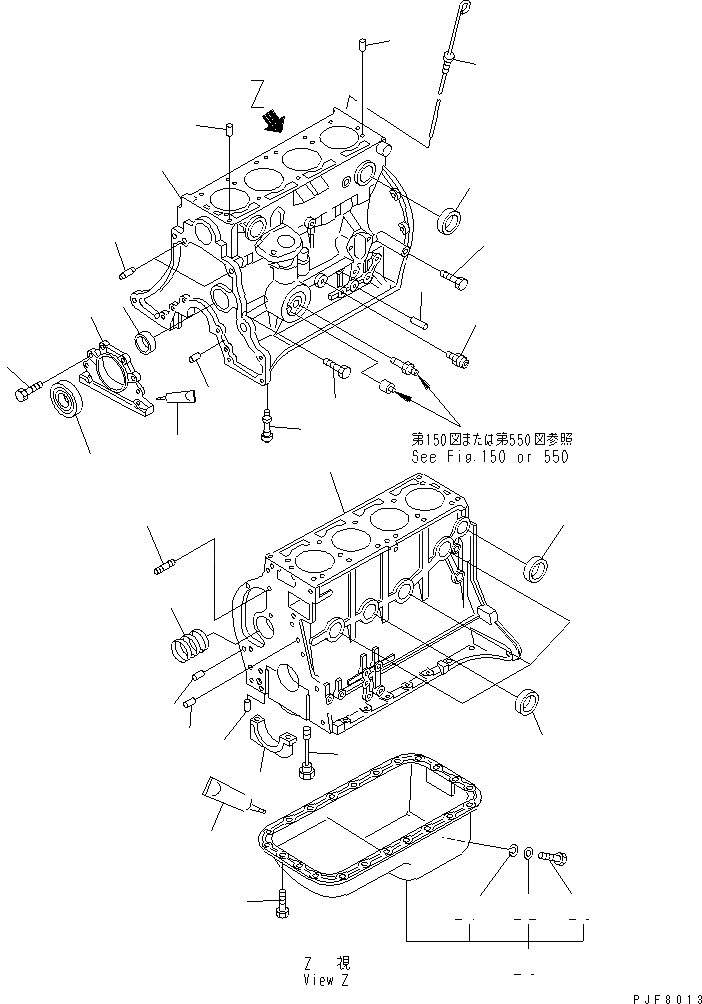 Схема запчастей Komatsu K25-1BD-FM - БЛОК ЦИЛИНДРОВ И МАСЛЯНЫЙ ПОДДОН ДВИГАТЕЛЬ