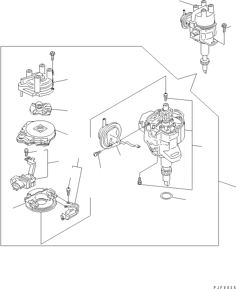 Схема запчастей Komatsu K25-1BD-FM - РАСПРЕДЕЛИТЕЛЬ. ДВИГАТЕЛЬ