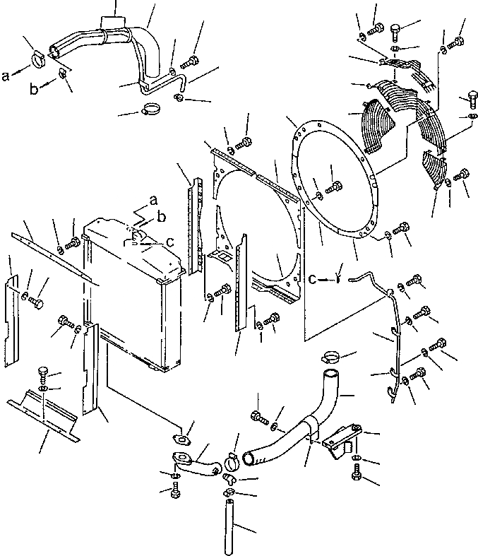 Схема запчастей Komatsu D70-LE - СИСТЕМА ТРУБ РАДИАТОРА И COVER КОМПОНЕНТЫ ДВИГАТЕЛЯ И ЭЛЕКТРИКА