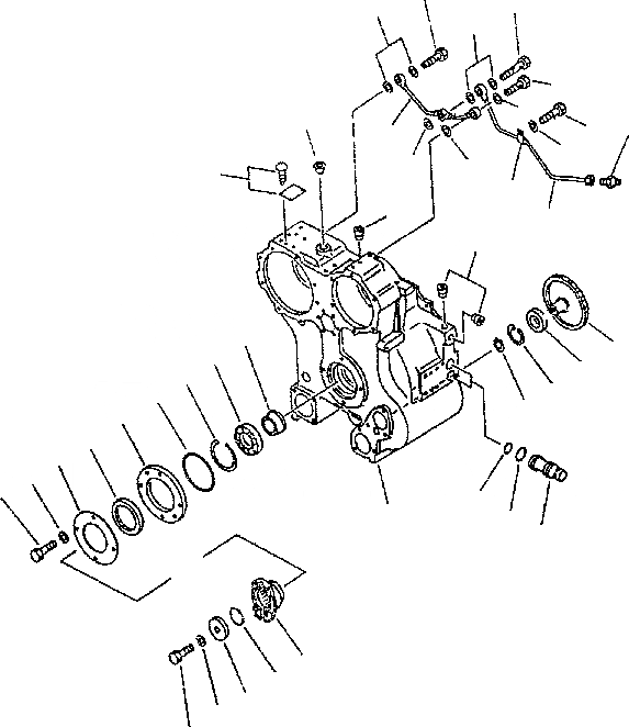 Схема запчастей Komatsu D85E-SS-2 - ГИДРОТРАНСФОРМАТОР (КОРПУС И ТРУБЫ) СИЛОВАЯ ПЕРЕДАЧА И КОНЕЧНАЯ ПЕРЕДАЧА