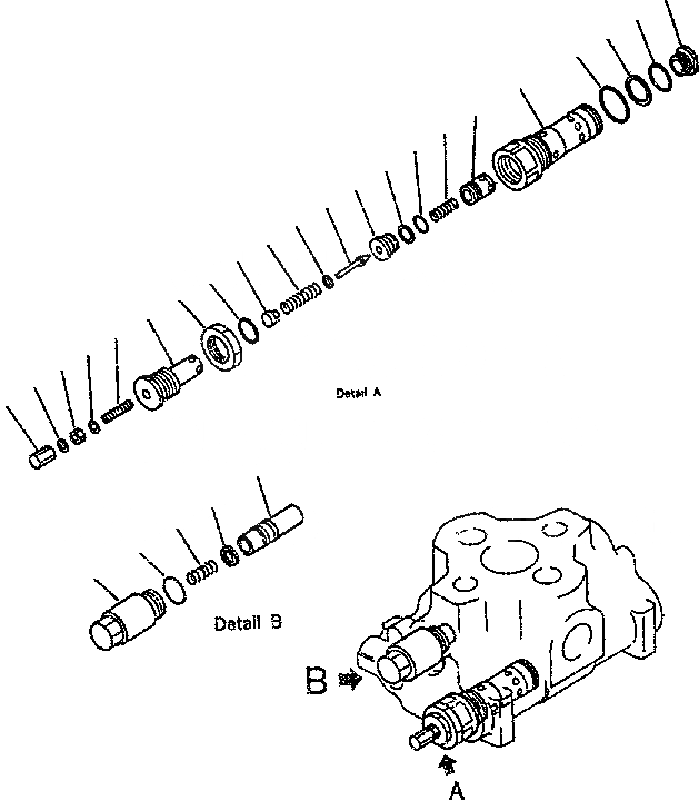 Схема запчастей Komatsu D85E-SS-2 - УПРАВЛЯЮЩ. КЛАПАН (-СЕКЦ.) (/) ГИДРАВЛИКА