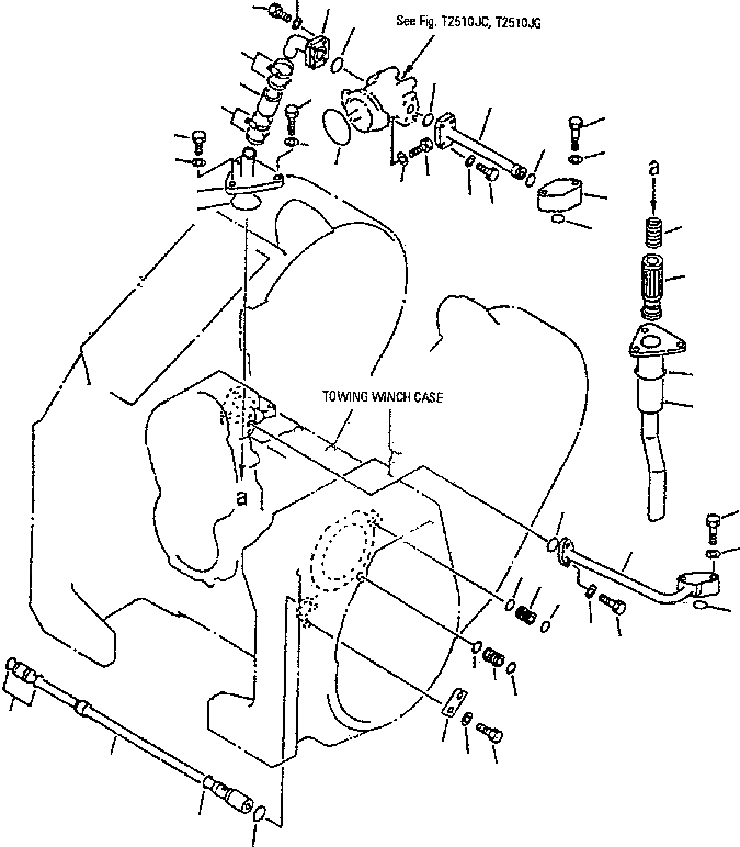 Схема запчастей Komatsu D85E-SS-2 - ТЯГОВ. ЛЕБЕДКА (ТРУБЫ) РАБОЧЕЕ ОБОРУДОВАНИЕ