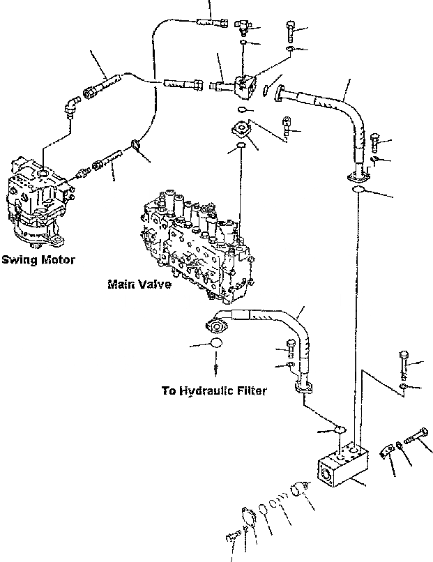 Схема запчастей Komatsu PC300-6 - ВОЗВРАТНАЯ ЛИНИЯ ГИДРАВЛИКА