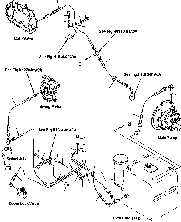 Схема запчастей Komatsu PC300-6 - ВОЗВРАТН. ЛИНИИ ГИДРАВЛИКА