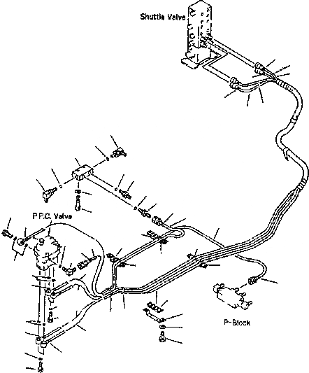 Схема запчастей Komatsu PC300-6 - ОСНОВН. КОНСТРУКЦИЯ (PPC ЛИНИЯ ХОДА) КАБИНА ОПЕРАТОРА И СИСТЕМА УПРАВЛЕНИЯ
