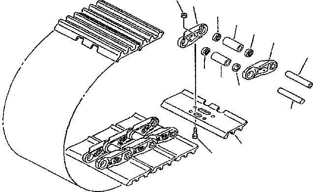 Схема запчастей Komatsu PC300-6 - ГУСЕНИЦЫ (ТРОЙНОЙ ГРУНТОЗАЦЕП. С ОТВЕРСТИЯМИ)(8MM ШИР.)(SN:J9-) ХОДОВАЯ