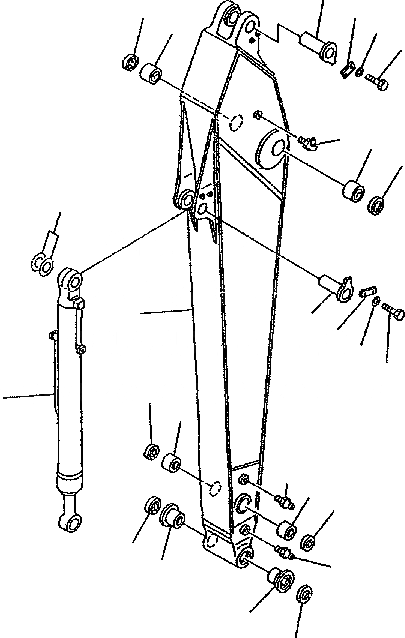 Схема запчастей Komatsu PC300-6 - РУКОЯТЬ (.M)(РУКОЯТЬ И ЦИЛИНДР КОВША) РАБОЧЕЕ ОБОРУДОВАНИЕ
