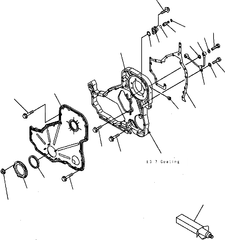Схема запчастей Komatsu PC300-7 - ПЕРЕДН. COVER AA ДВИГАТЕЛЬ [SAADE-A заводской номер 8-UP]