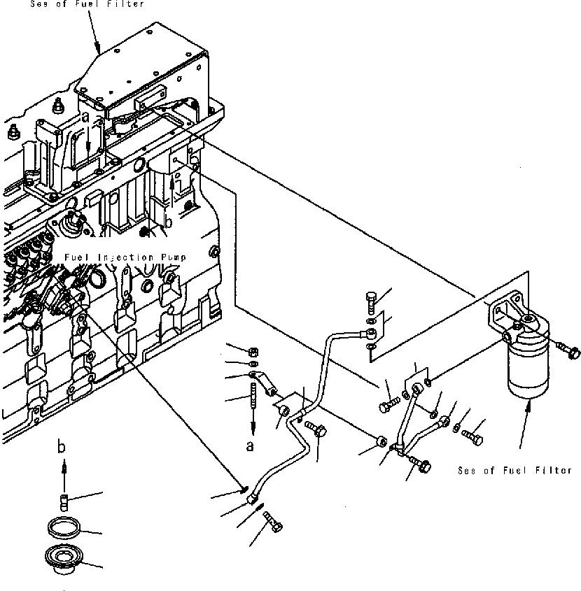 Схема запчастей Komatsu PC300-7 - ТРУБЫ ТОПЛ. ФИЛЬТРА AA ДВИГАТЕЛЬ [SAADE-A заводской номер 8-UP]