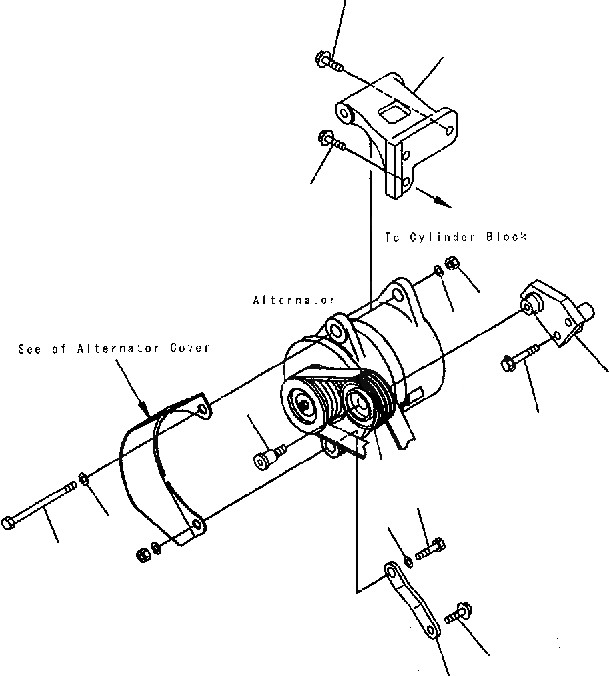 Схема запчастей Komatsu PC300-7 - КРЕПЛЕНИЕ ГЕНЕРАТОРА AA ДВИГАТЕЛЬ [SAADE-A заводской номер 8-UP]