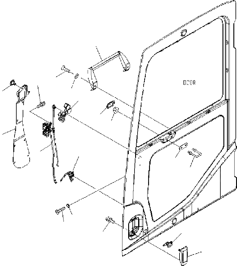 Схема запчастей Komatsu PC300-7 - КАБИНА (ЗАМОК ДВЕРИ) K КАБИНА ОПЕРАТОРА И СИСТЕМА УПРАВЛЕНИЯ