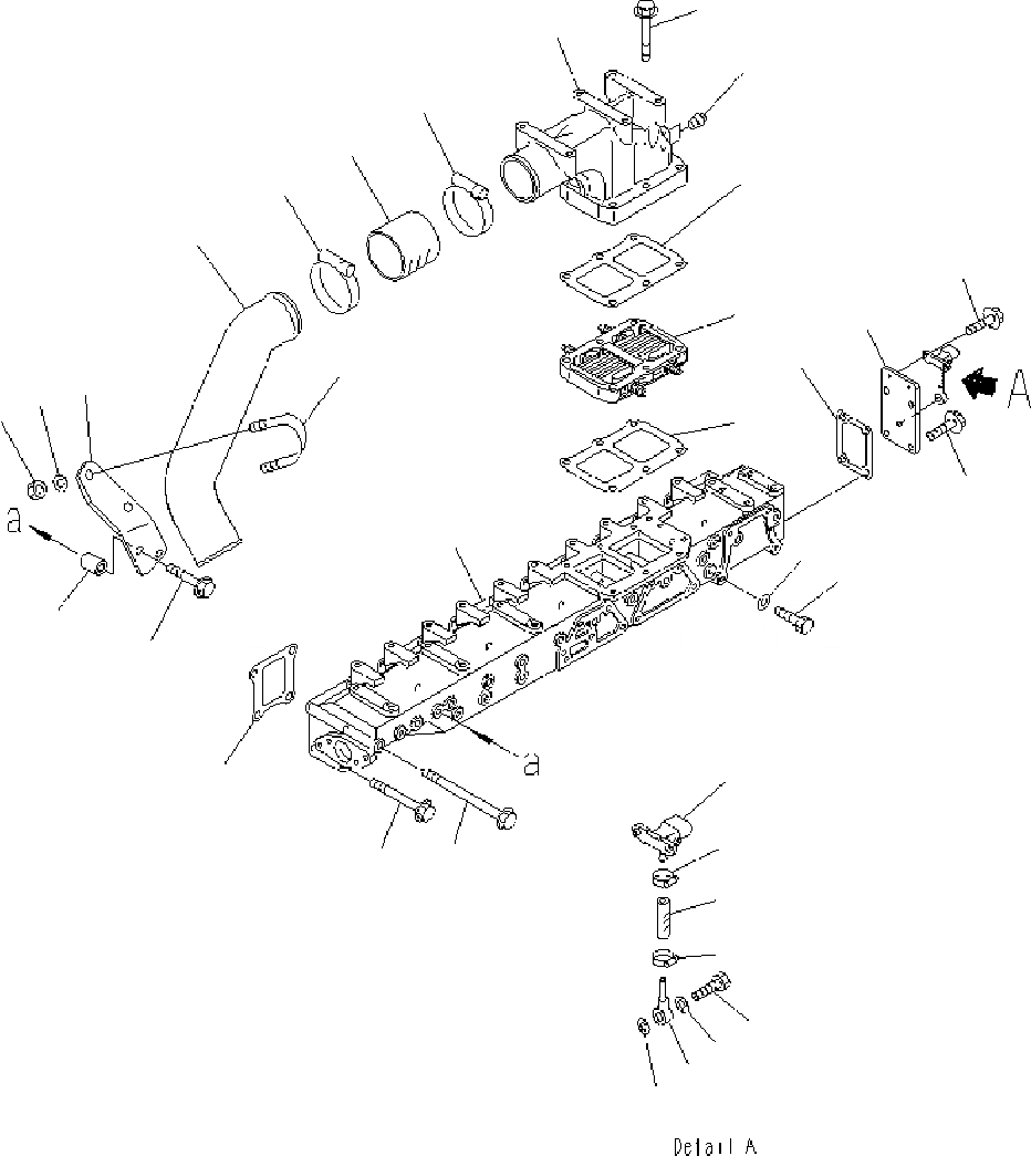 Схема запчастей Komatsu PC400-7 - ТРУБОПРОВОД ВПУСКА ВОЗДУХА И СОЕДИН-Я ВОЗД. ТРУБОК AA ДВИГАТЕЛЬ [SAADE- заводской номер -UP]