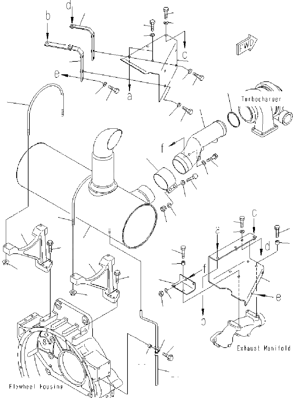 Схема запчастей Komatsu PC400-7 - ГЛУШИТЕЛЬ AA ДВИГАТЕЛЬ [SAADE- заводской номер -UP]