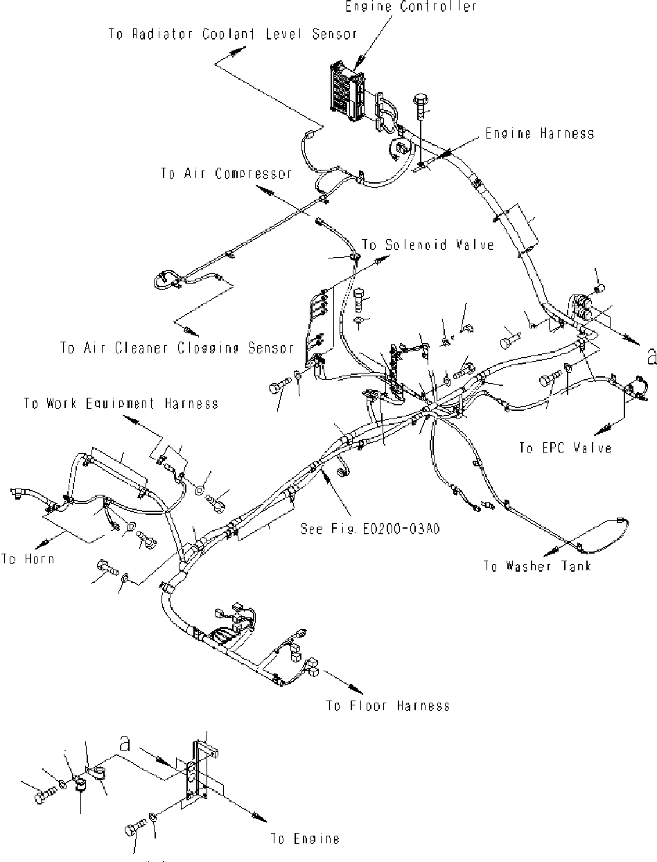 Схема запчастей Komatsu PC400-7 - ЭЛЕКТРОПРОВОДКА (ОСНОВН. Э/ПРОВОДКА) ( КРЕПЛЕНИЕ) (/) E ЭЛЕКТРИКА