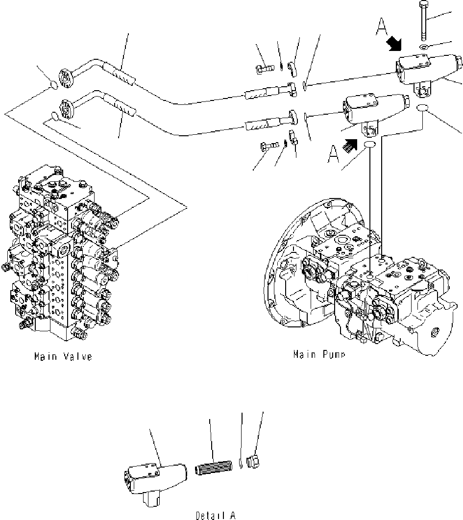 Схема запчастей Komatsu PC400-7 - ЛИНИЯ ПОДАЧИ (С ФИЛЬТР.) H ГИДРАВЛИКА