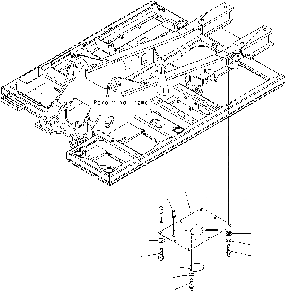 Схема запчастей Komatsu PC400-7 - НИЖН. КРЫШКА (ОСНОВНАЯ РАМА)(РАМА) M ЧАСТИ КОРПУСА