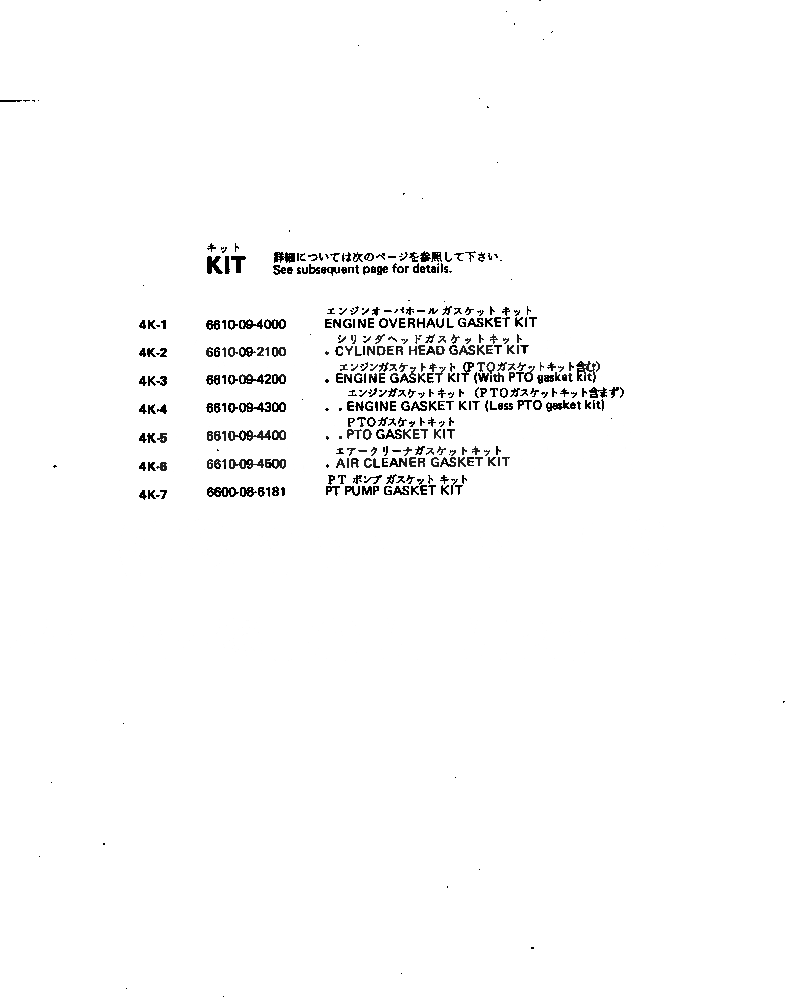 Схема запчастей Komatsu NH-220-CI-1N - КОМПЛЕКТ ПРОКЛАДОК ИНСТРУМЕНТ И РЕМКОМПЛЕКТЫ
