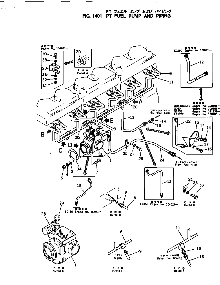Схема запчастей Komatsu NH-220-CI-2T - PT ТОПЛИВН. НАСОС И ТРУБЫ ТОПЛИВН. СИСТЕМА