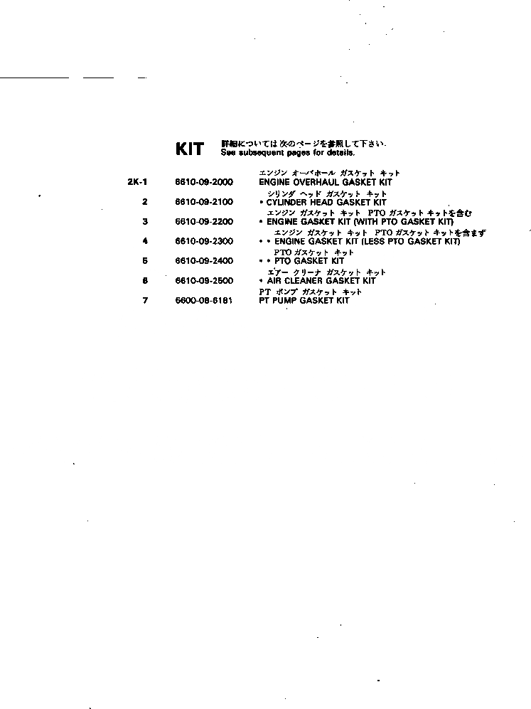 Схема запчастей Komatsu NH-220-CI-1H - КОМПЛЕКТ ПРОКЛАДОК ИНСТРУМЕНТ И РЕМКОМПЛЕКТЫ