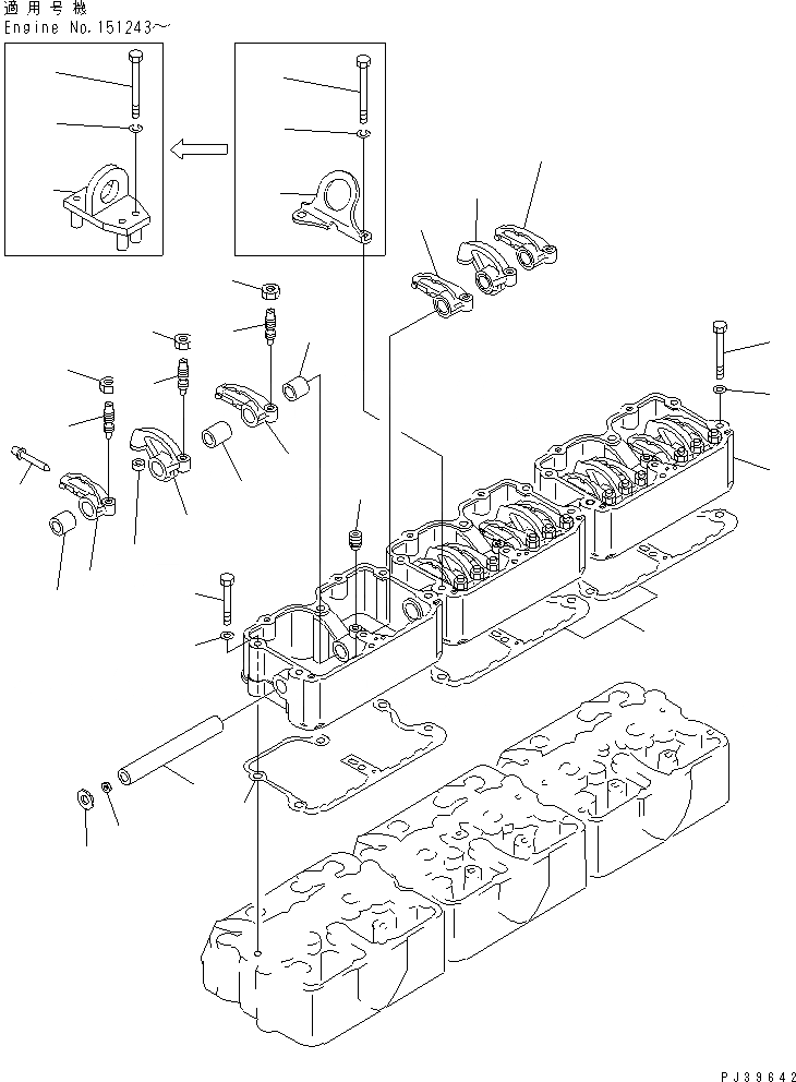 Схема запчастей Komatsu NT-855-1B - КОРОМЫСЛО И КОЖУХ ГОЛОВКА ЦИЛИНДРОВ