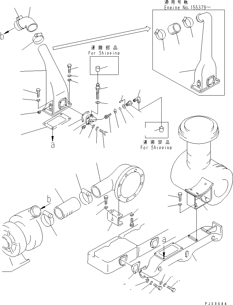 Схема запчастей Komatsu NT-855-1A - ТРУБОПРОВОД ВПУСКА ВОЗДУХА И СОЕДИН-Е ГОЛОВКА ЦИЛИНДРОВ