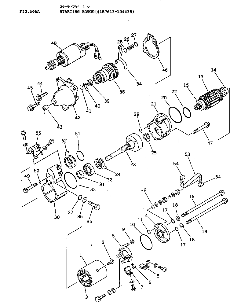 Схема запчастей Komatsu NT-855-1A - СТАРТЕР (KW)(№87-98) ОХЛАЖД-Е И ЭЛЕКТРИКАS