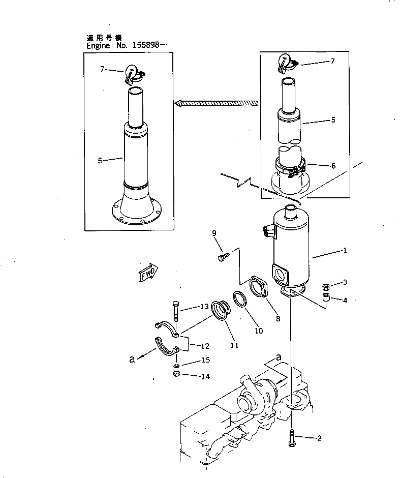 Схема запчастей Komatsu NT-855-1B - ГЛУШИТЕЛЬ ГОЛОВКА ЦИЛИНДРОВ