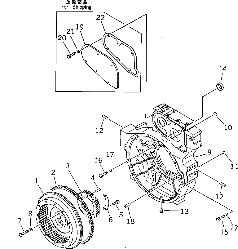 Схема запчастей Komatsu NT-855-1B - МАХОВИК И КАРТЕР МАХОВИКА БЛОК ЦИЛИНДРОВ