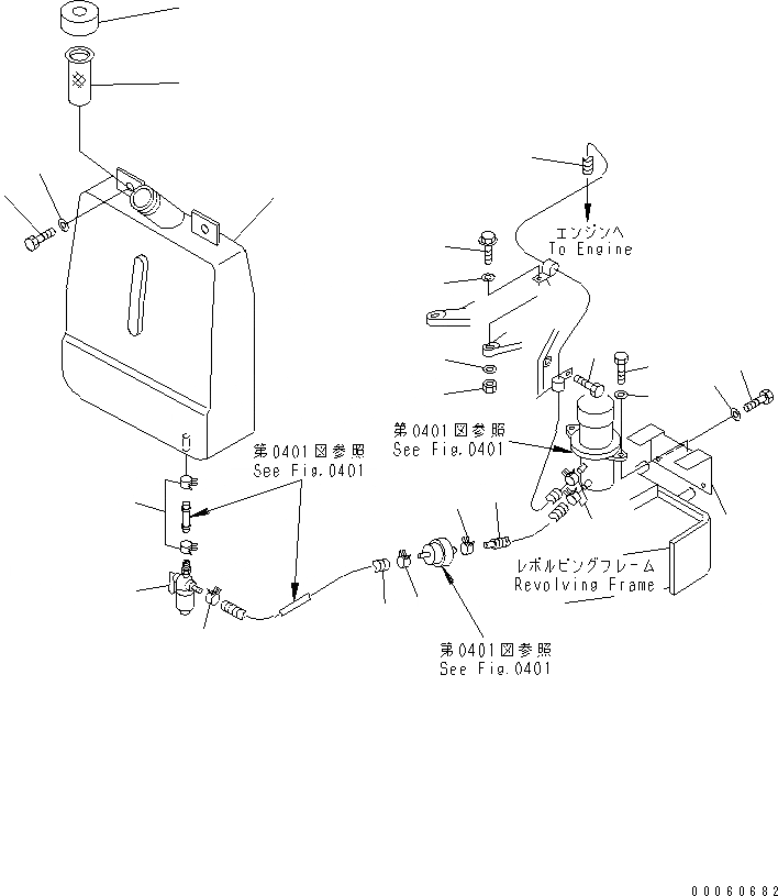 Схема запчастей Komatsu PC01-1 - ТОПЛ. БАК И ТОПЛИВОПРОВОД КОМПОНЕНТЫ ДВИГАТЕЛЯ И ЭЛЕКТРИКА
