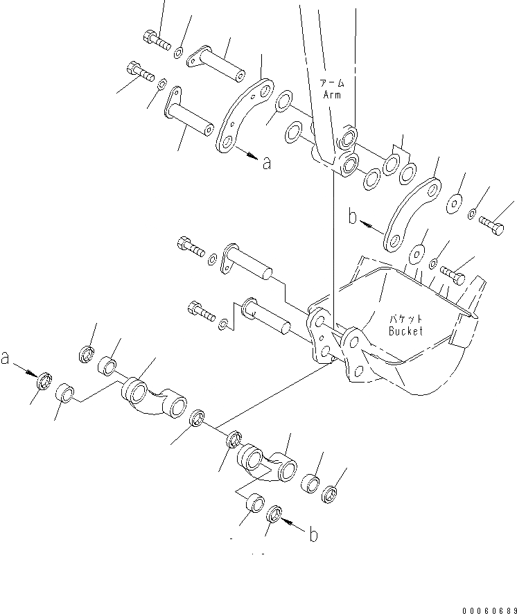 Схема запчастей Komatsu PC01-1 - СОЕДИНЕНИЕ КОВША РАБОЧЕЕ ОБОРУДОВАНИЕ