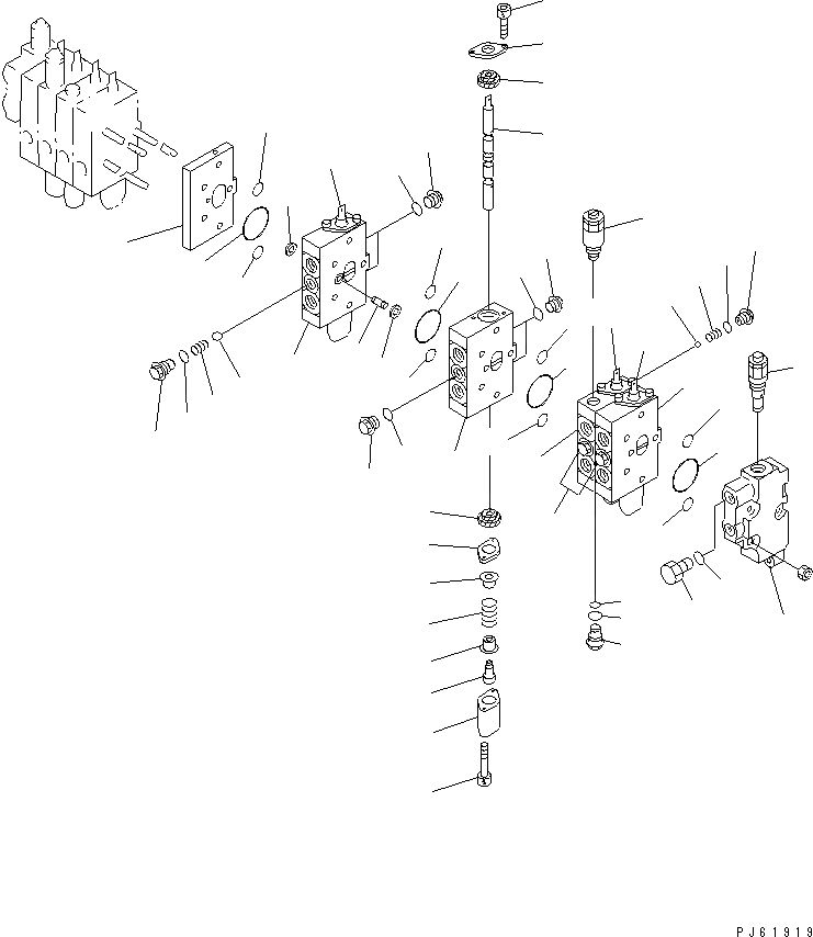 Схема запчастей Komatsu PC01-1A - ГИДРАВЛ УПРАВЛЯЮЩ. КЛАПАН (/) (8-СЕКЦИОНН.) УПРАВЛ-Е РАБОЧИМ ОБОРУДОВАНИЕМ
