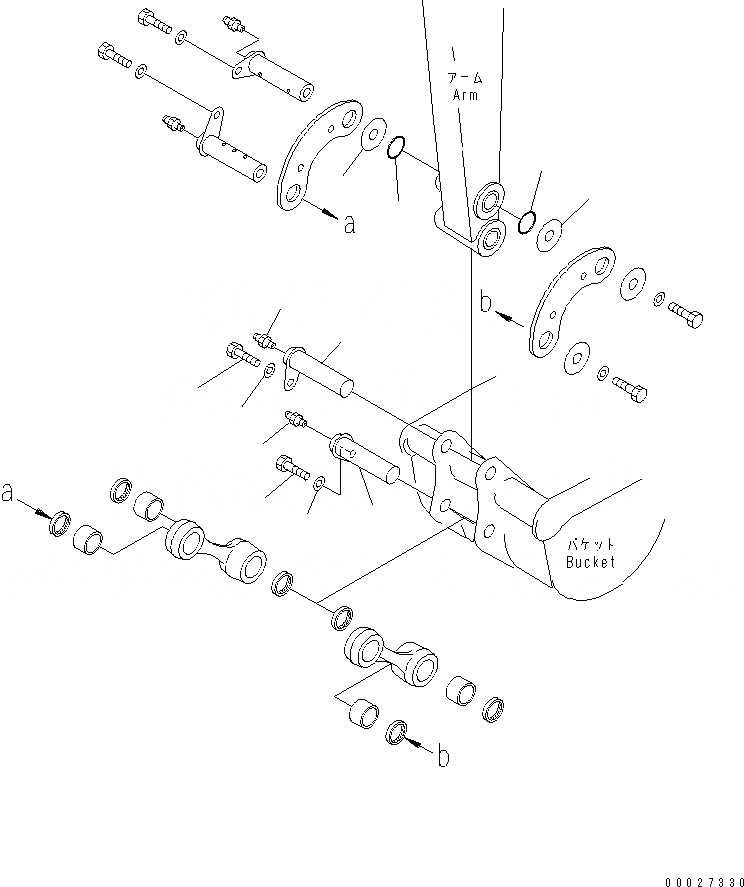 Схема запчастей Komatsu PC02-1 - ПАЛЕЦ КОВША РАБОЧЕЕ ОБОРУДОВАНИЕ