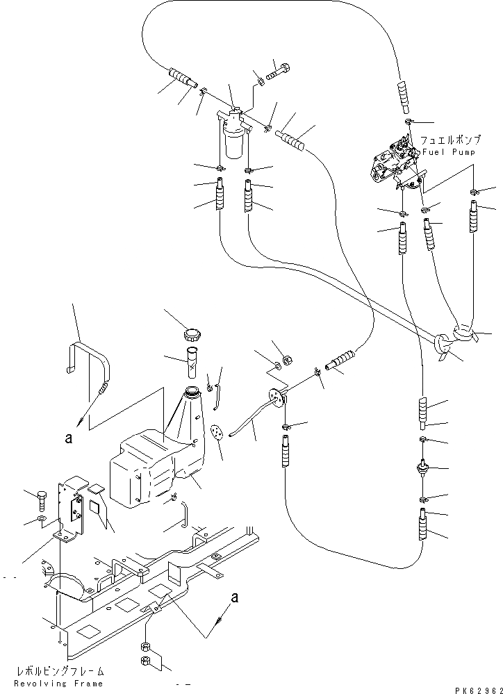 Схема запчастей Komatsu PC03-2-A - ТОПЛ. БАК И ТОПЛИВОПРОВОД (ДЛЯ DIESEL СПЕЦ-Я.) ТОПЛИВН. БАК. AND КОМПОНЕНТЫ
