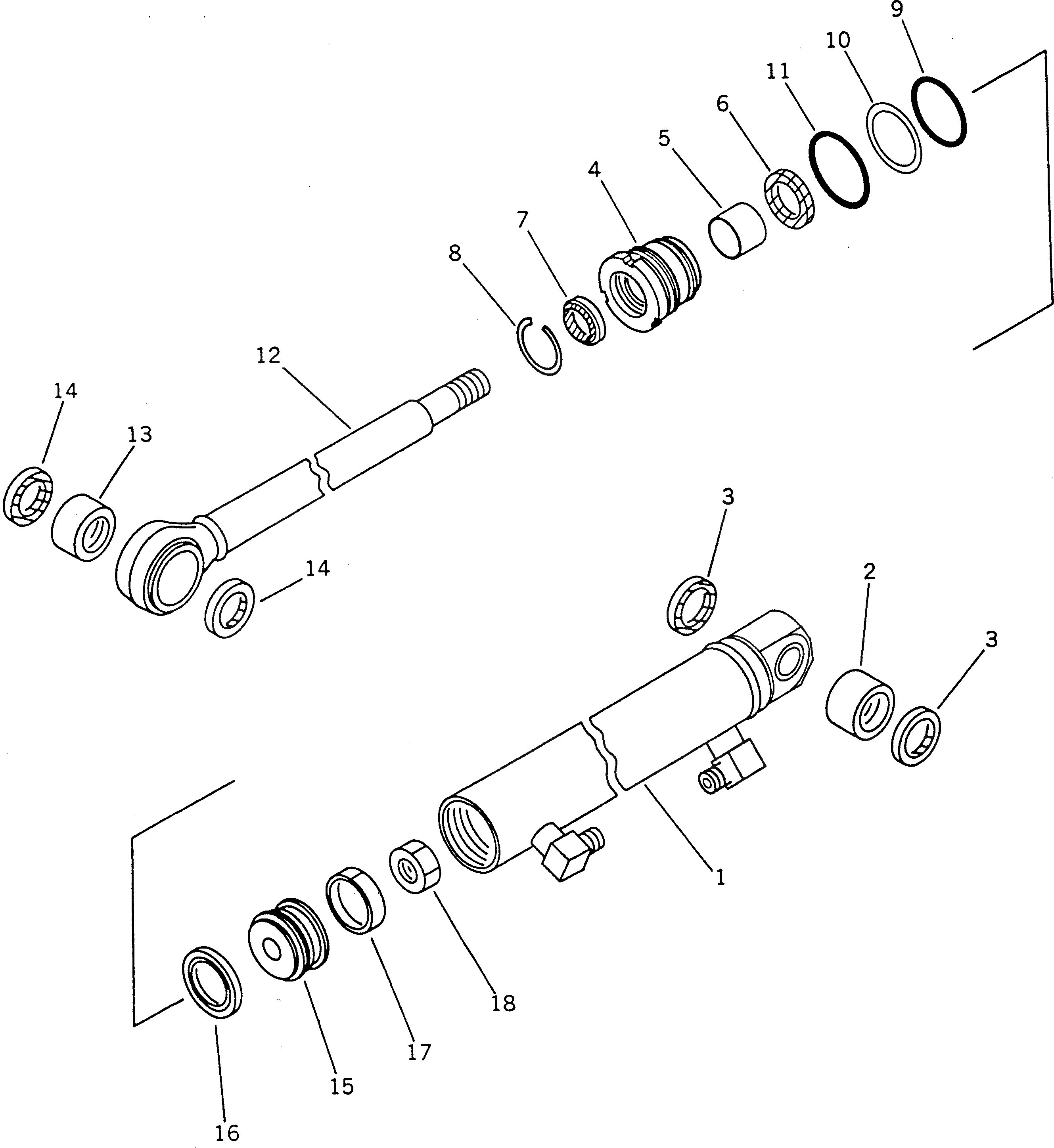 Схема запчастей Komatsu PC03-2 - CARRY КОВШ ПОВОРОТН. ЦИЛИНДР ОСНОВН. КОМПОНЕНТЫ И РЕМКОМПЛЕКТЫ