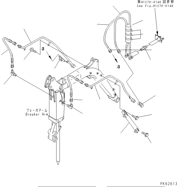 Схема запчастей Komatsu PC03-2 - НАВЕСН. ОБОРУД ГИДРАВЛ УПРАВЛ-Е ЛИНИЯ (ДЛЯ МОЛОТА РУКОЯТЬ СПЕЦ-Я.) РАБОЧЕЕ ОБОРУДОВАНИЕ